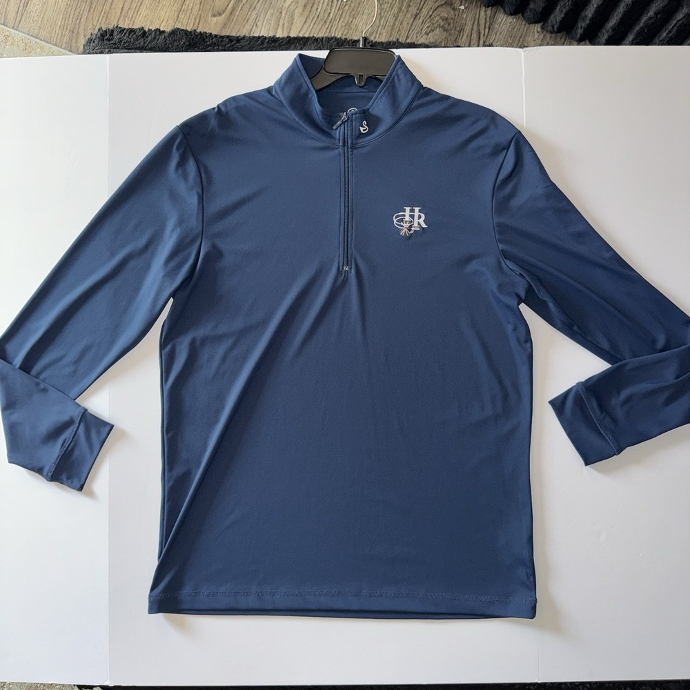 Men's Large Swannies Quarter Zip Performance Golf Pullover Navy HR Country Club - Picture 1 of 6